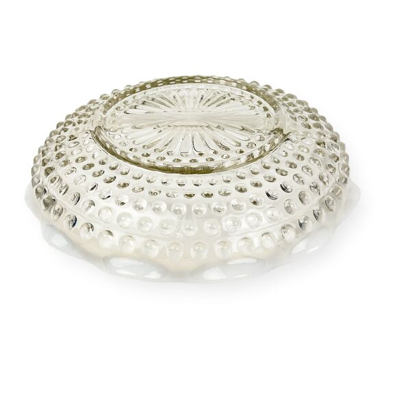 Fenton Hobnail Divided Glass Dish Clear Opalescent Wavy Edge Candy Relish Vtg - Picture 9 of 12